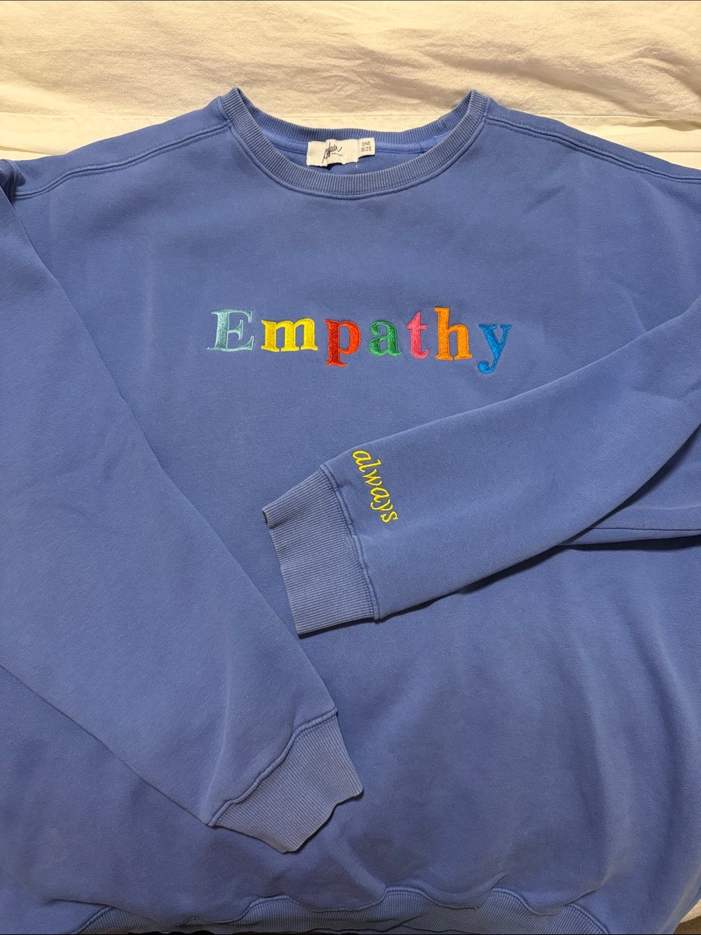 Blue Oversized Empathy Embroidered Crewneck Sweatshirt - Brand: